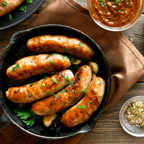 Gourmet Brats with Assorted Dipping sauces