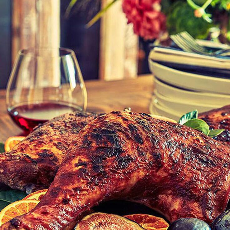 Grilled Pinot Noir BBQ Turkey Legs